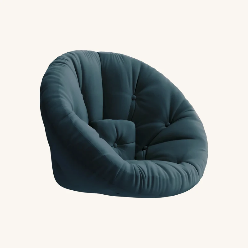 Fauteuil en coton bleu pétrole chez The Cool Republic