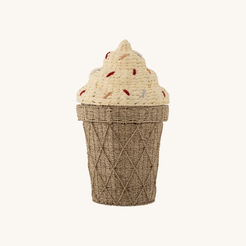 Panier avec couvercle en jonc de mer naturel chez The Cool Republic