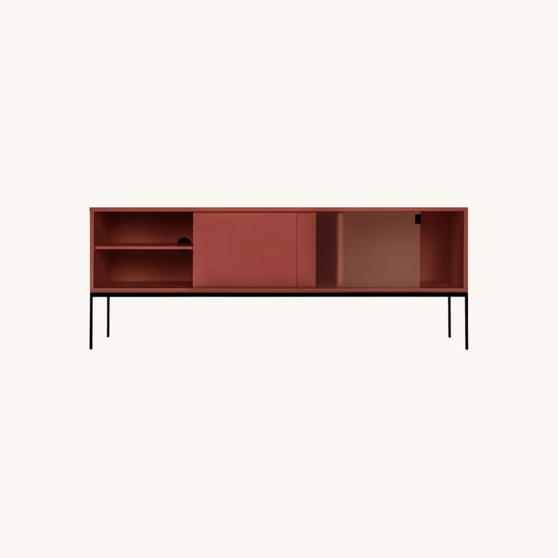 Buffet en mdf et acier terracotta met media chez The Cool Republic