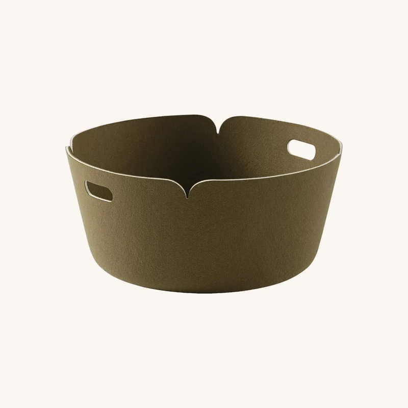 Panier de rangement recyclé rond kaki chez The Cool Republic