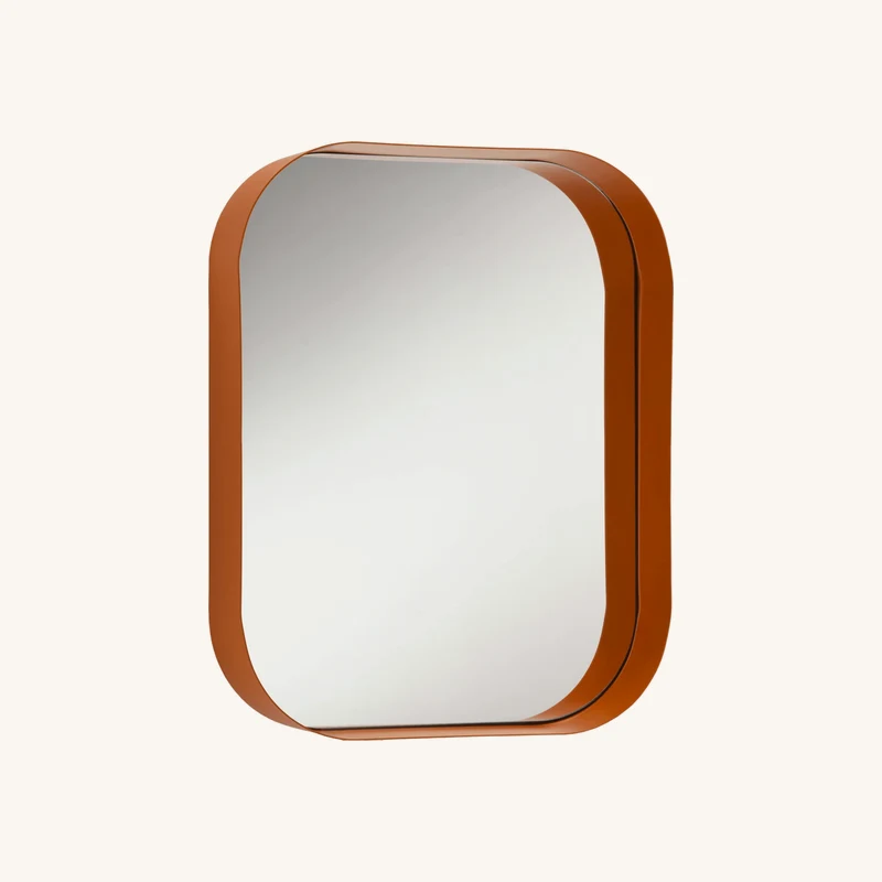 Miroir rectangulaire avec étagère rouille chez The Cool Republic