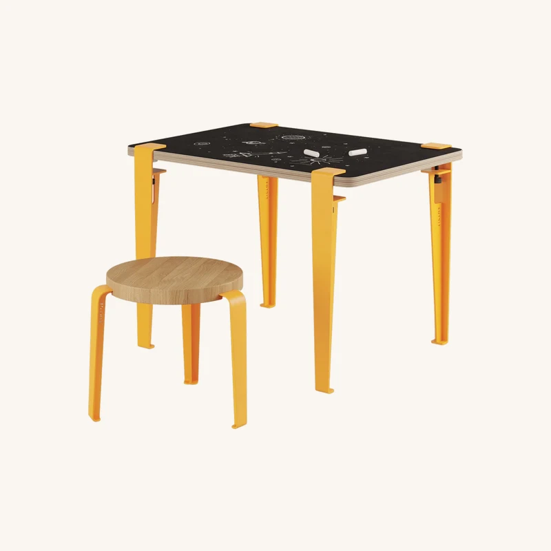 Bureau enfant blanc et jaune ardoise chez The Cool Republic