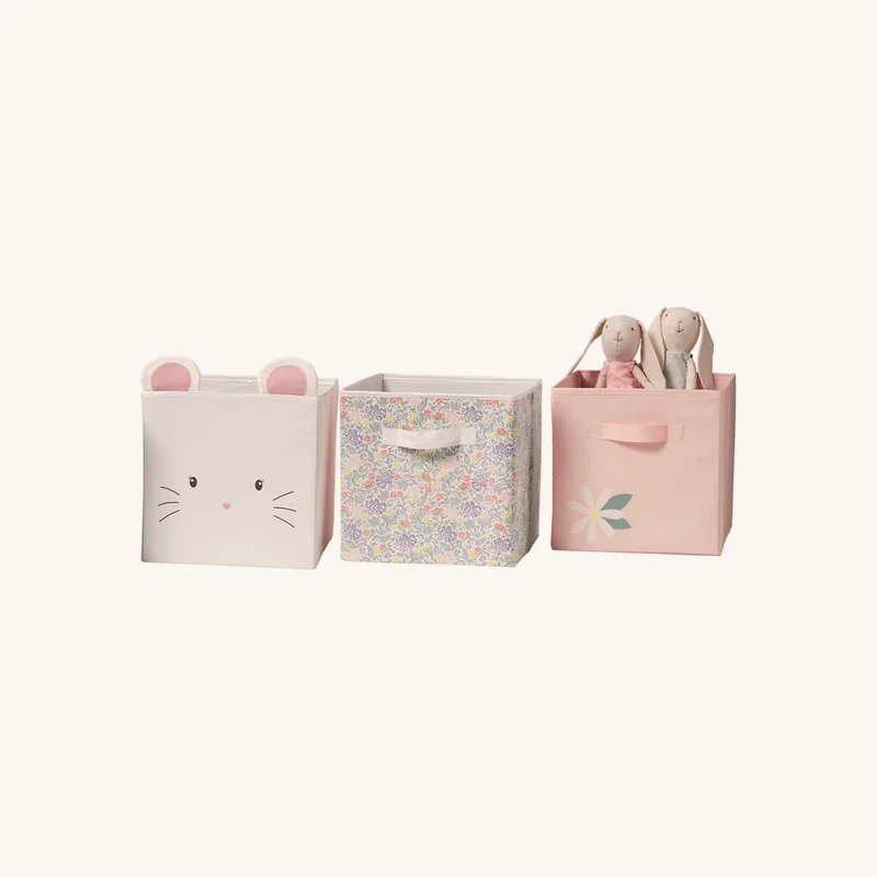 Lot de 3 bacs de rangement souris champêtre chez Vertbaudet