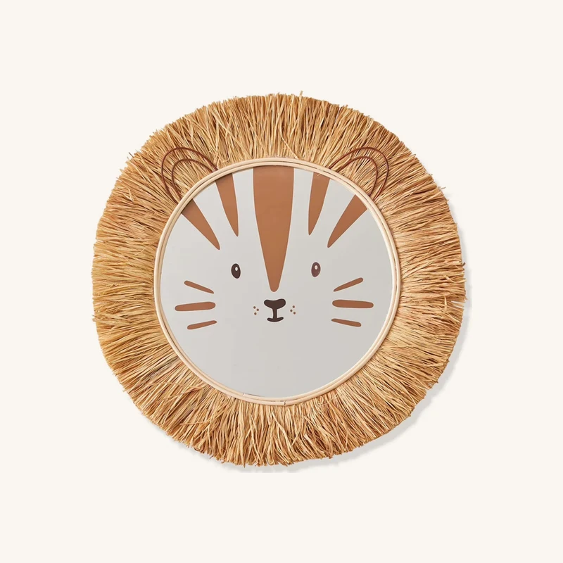 Miroir xl lion en rotin et raphia moka chez Vertbaudet