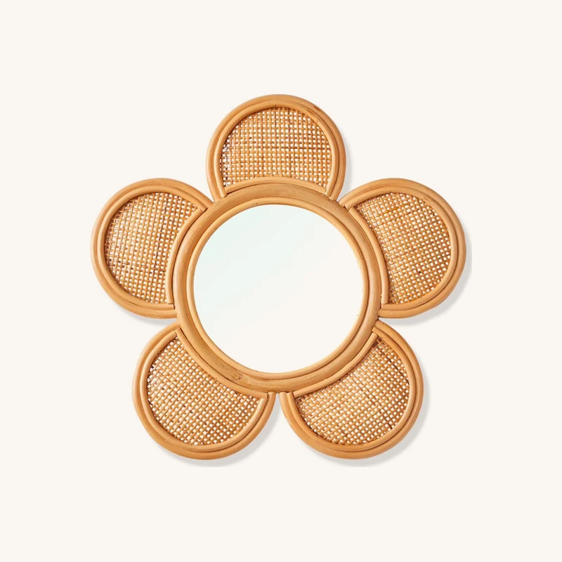 Miroir xl rotin et cannage fleur beige doré chez Vertbaudet