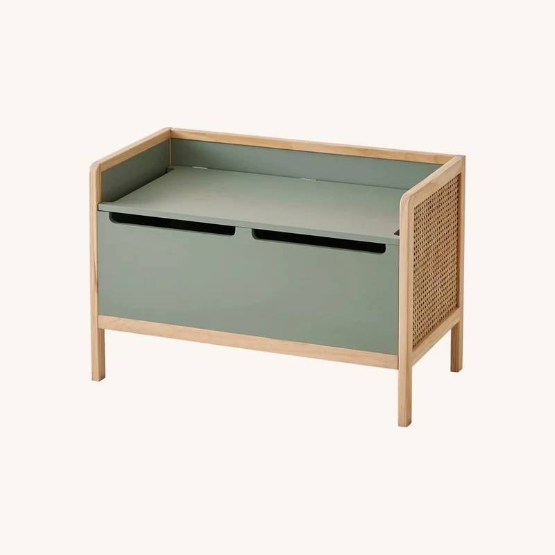 Coffre de rangement / banc cannage ligne poésie chez Vertbaudet