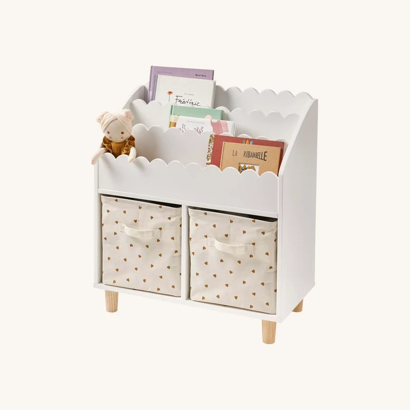 Lot de 2 bacs de rangement blanc imprimé chez Vertbaudet