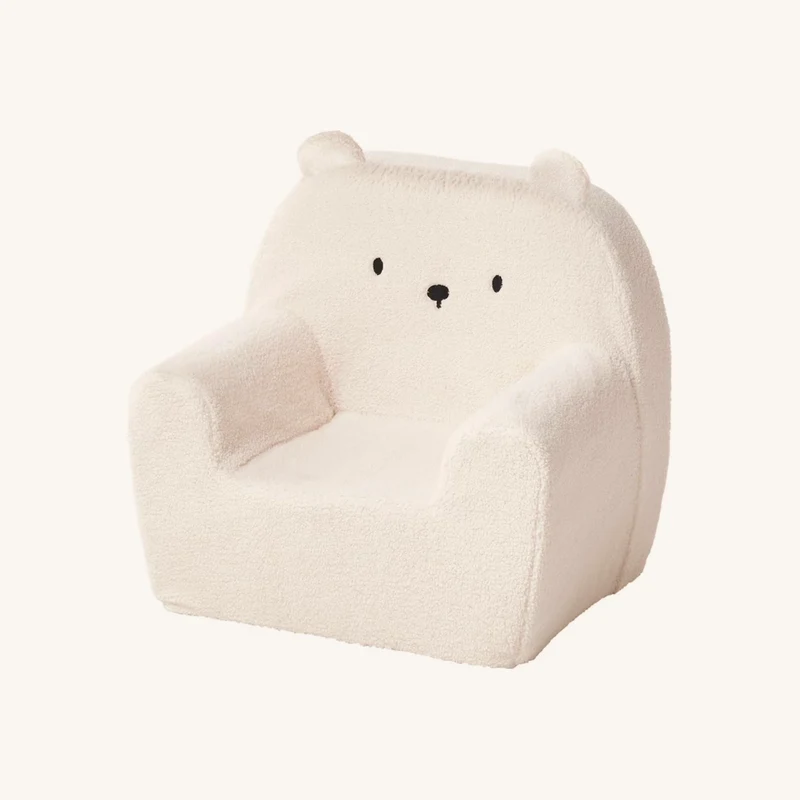Fauteuil en mousse et sherpa Ourson écru chez Vertbaudet
