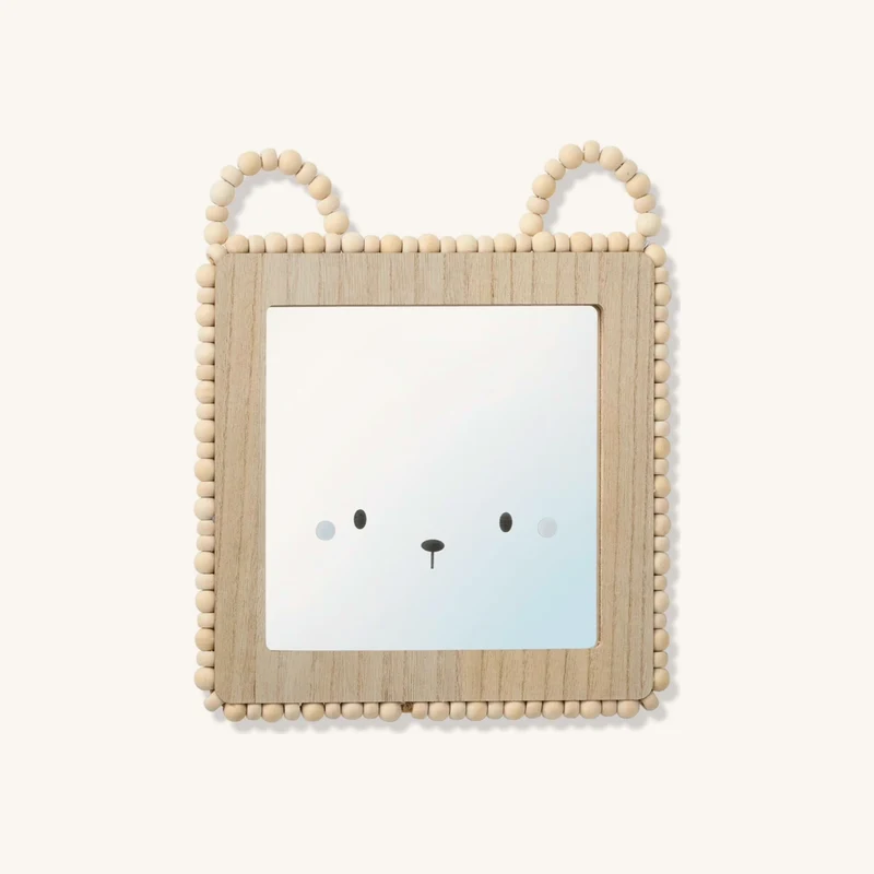 Miroir visage petit ourson hygge bois chez Vertbaudet
