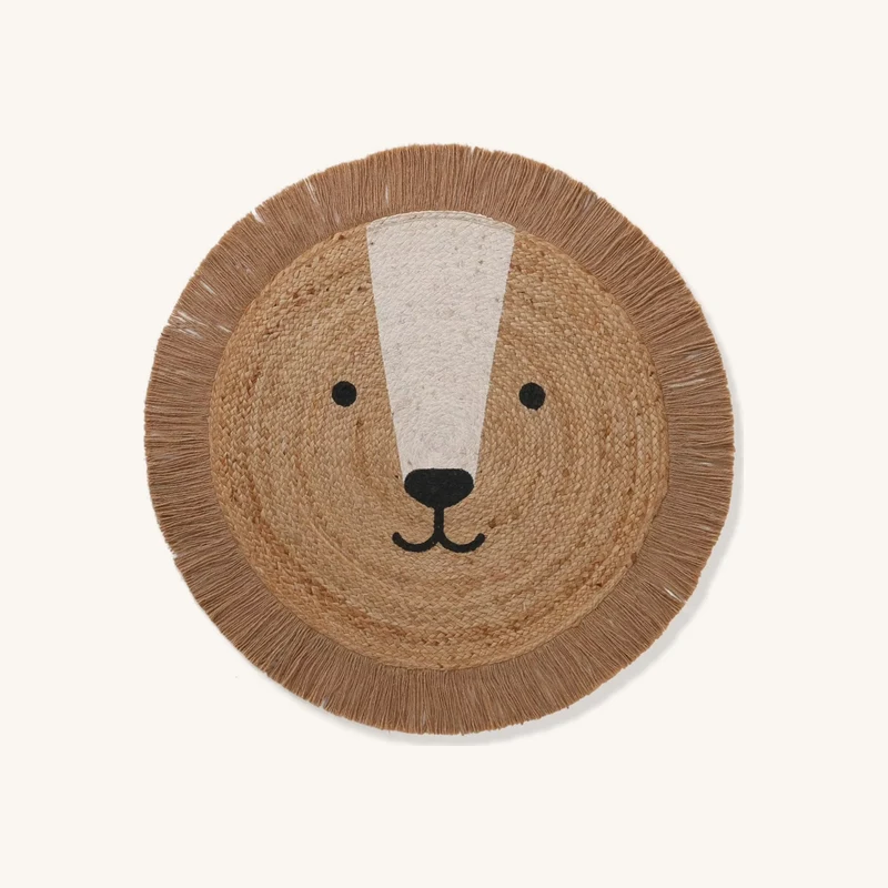 Tapis rond en jute Lion beige doré chez Vertbaudet