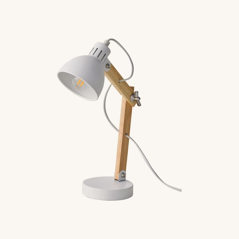 Lampe à poser articulée en bois et métal blanc chez Vertbaudet