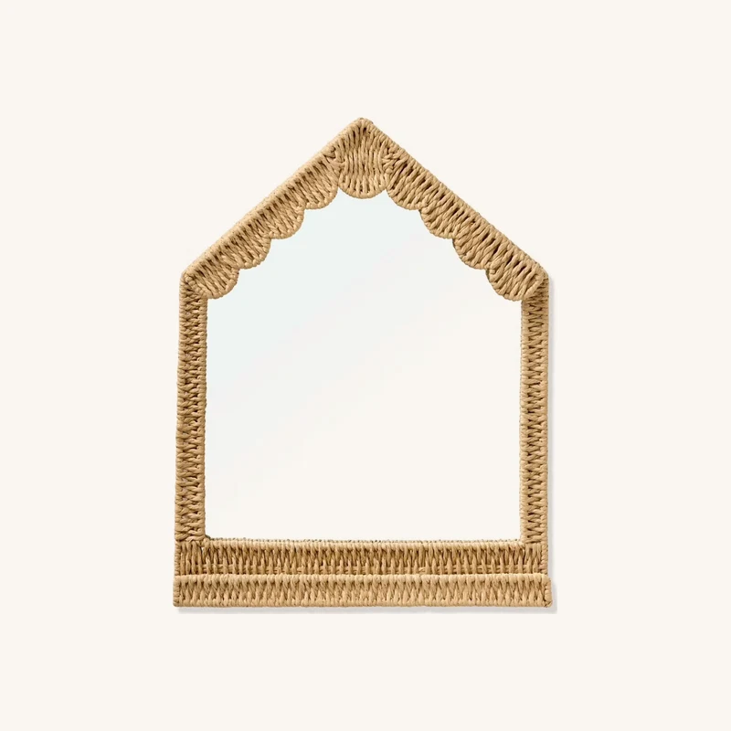 Miroir maison en corde de papier beige chez Vertbaudet