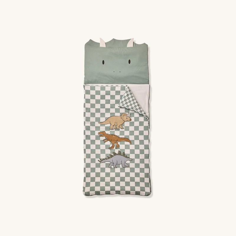 Sac de couchage enfant dinosaure carreaux vert chez Vertbaudet