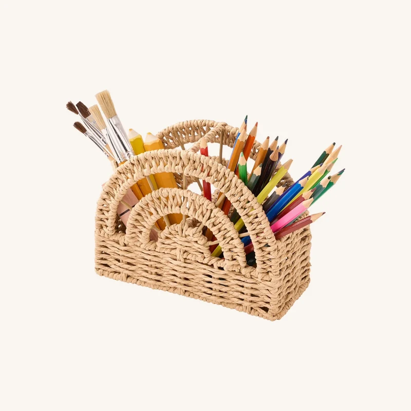 Pot crayons corde de papier arc-en-ciel beige chez Vertbaudet