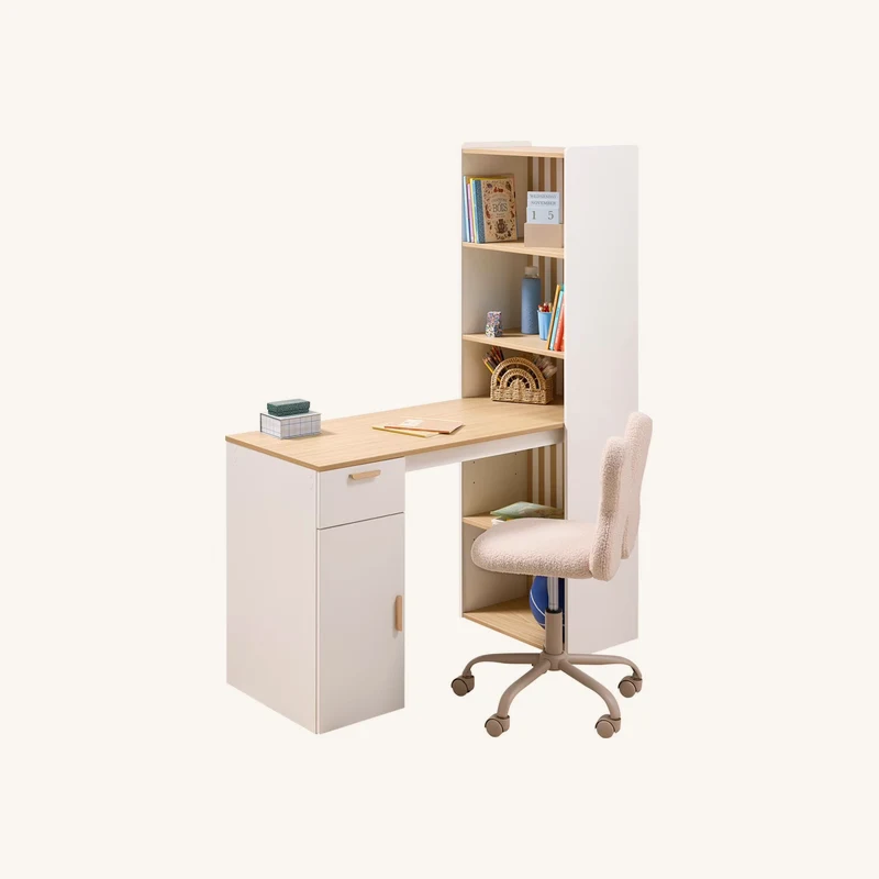 Bureau avec bibliothèque soren blanc chez Vertbaudet