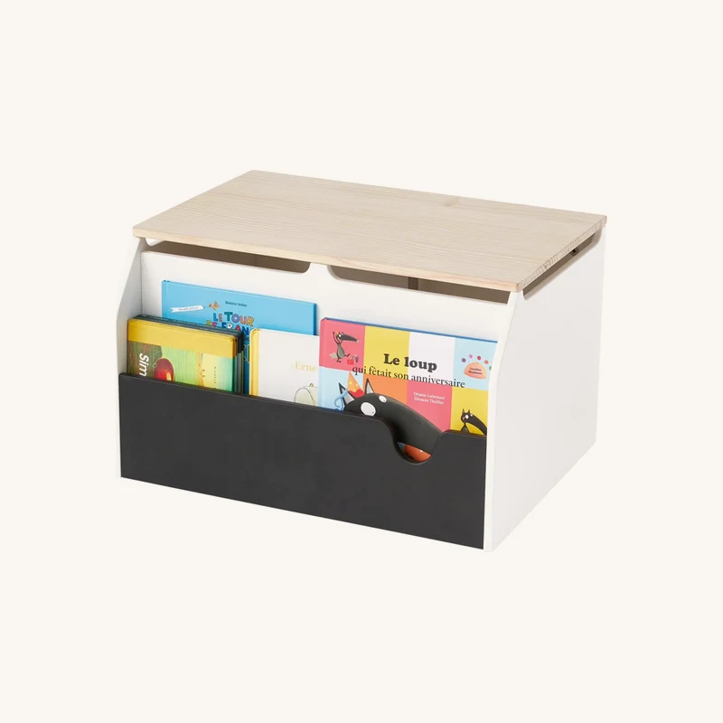 Coffre à livres et jouets school blanc chez Vertbaudet