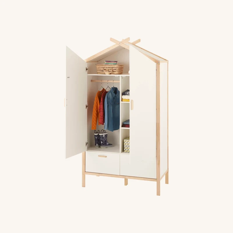 Armoire cabane robinson blanc mate chez Vertbaudet
