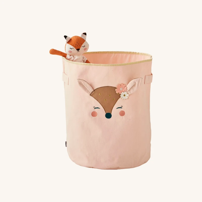 Panier de rangement xl biche rose chez Vertbaudet