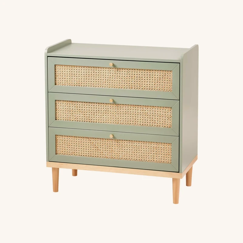 Commode en cannage poésie vert chez Vertbaudet